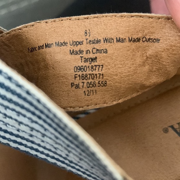 Nautical Blue and White Stripe Cork Wedges - Picture 9 of 9